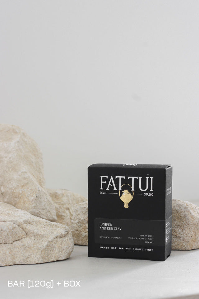 Fat Tui Soap Studio bar soap - Juniper and Red Clay - artisan soap with natural ingredients New Zealand