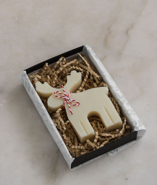 Fat Tui Soap Studio Christmas Elk soap – handmade frankincense and balsam fir bar in gift box, limited edition holiday soap NZ